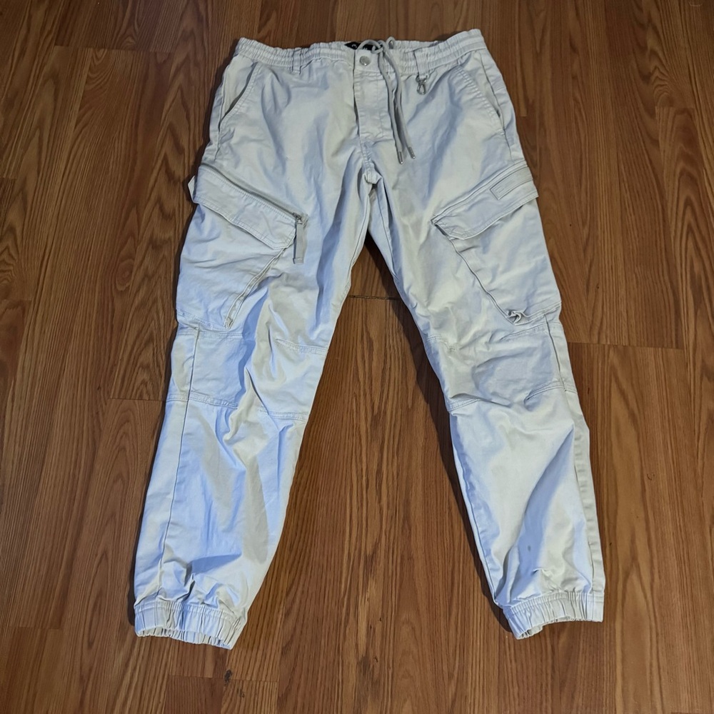 Pull&Bear Men's‎ Cream Cargo Ankle Pants Streetwear Hipster Skater Size L Basic